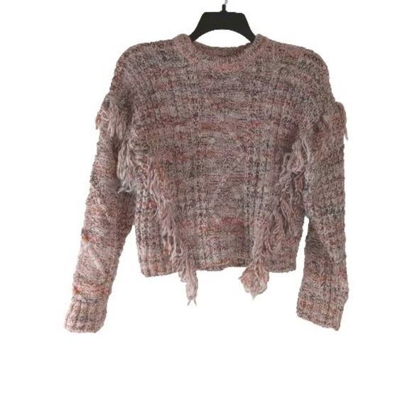 Joie Sweaters - Joie Meghan‎ Women's Cable Knit Wool Blend Long Sleeve Fringe Sweater Size S
